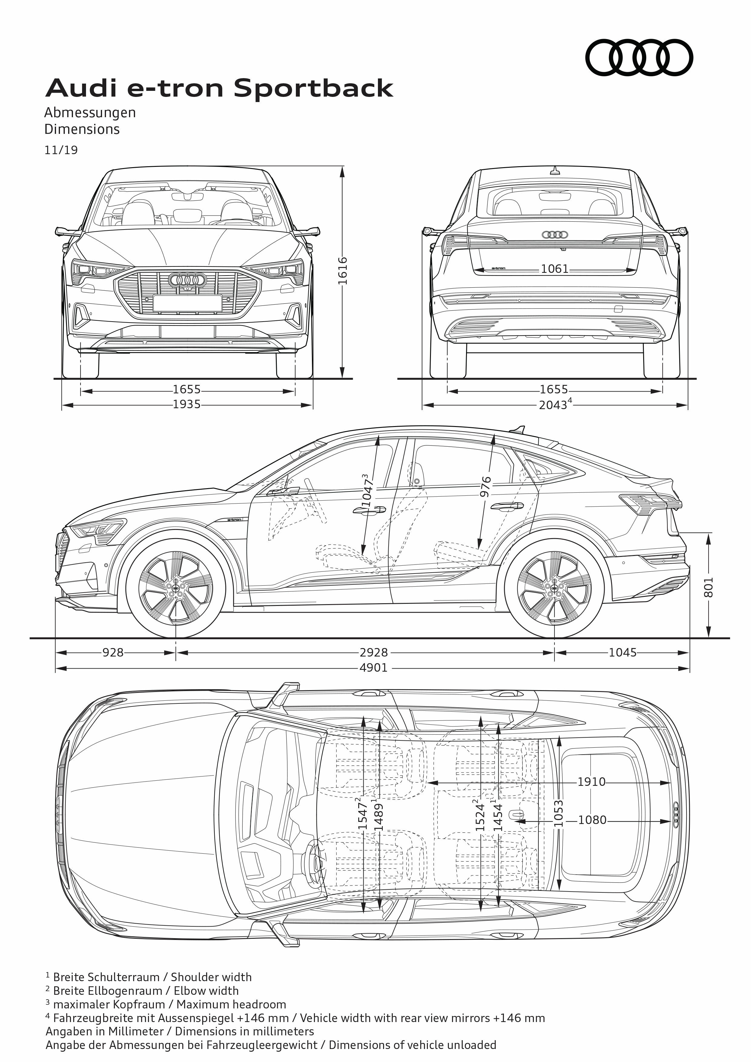 Illustration - Audi e-tron Sportback - Dimensions