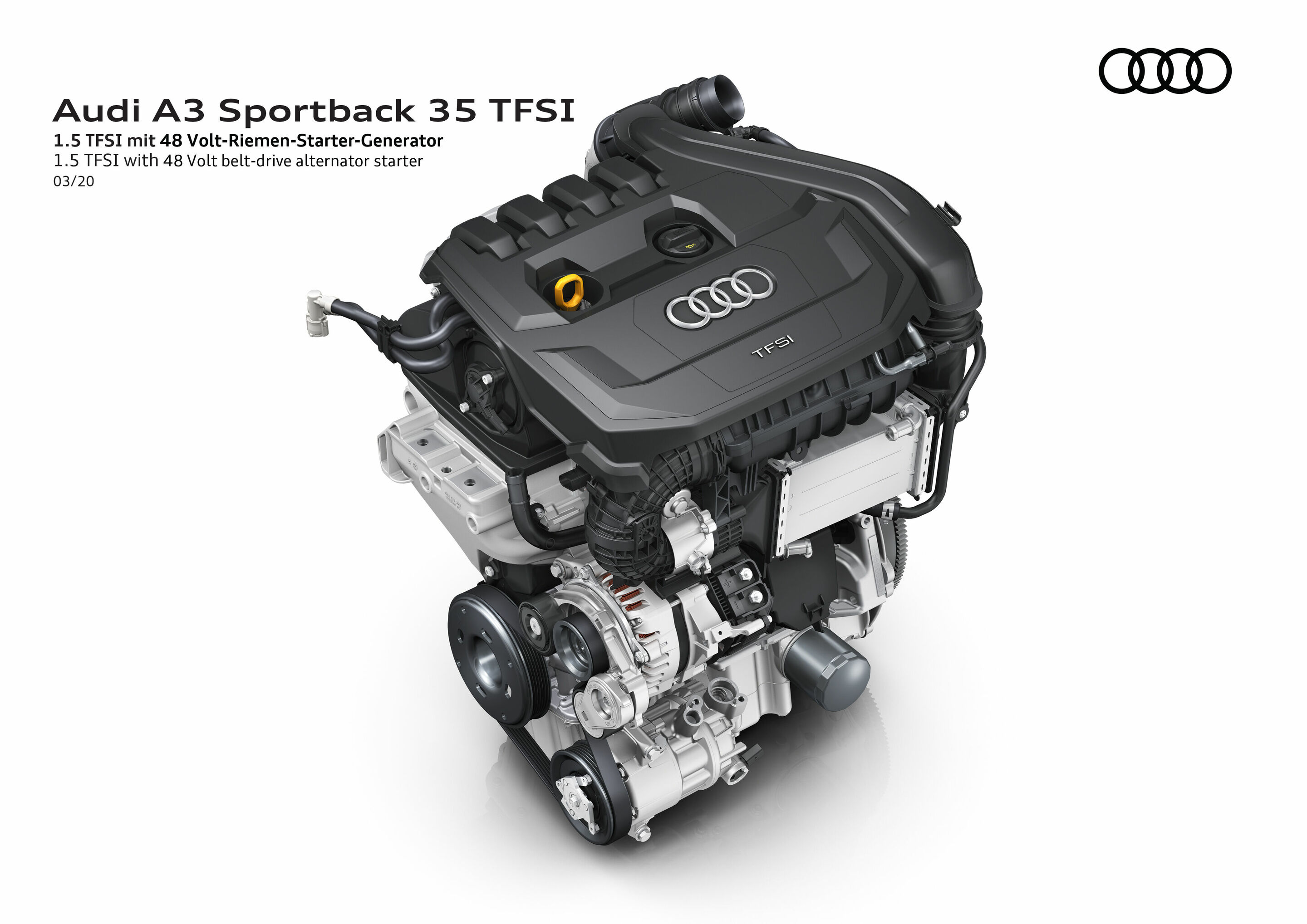 Illustration - Audi A3 Sportback 35 TFSI - 1.5 TFSI wirh 48 volt belt-drive alternator starter