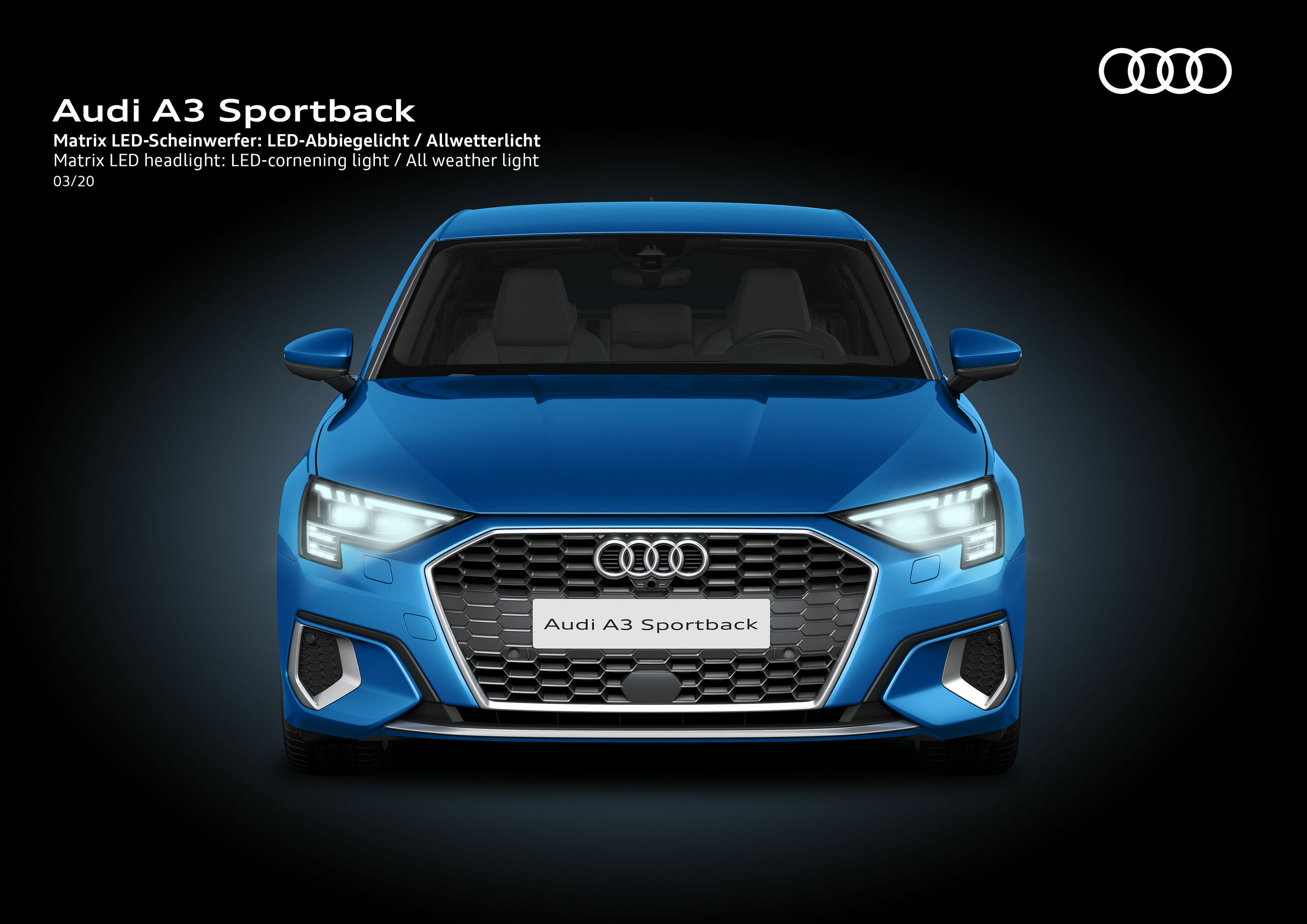 Illustration - Audi A3 Sportback - Matrix LED-Scheinwerfer: LED-Abbiegelicht / Allwetterlicht