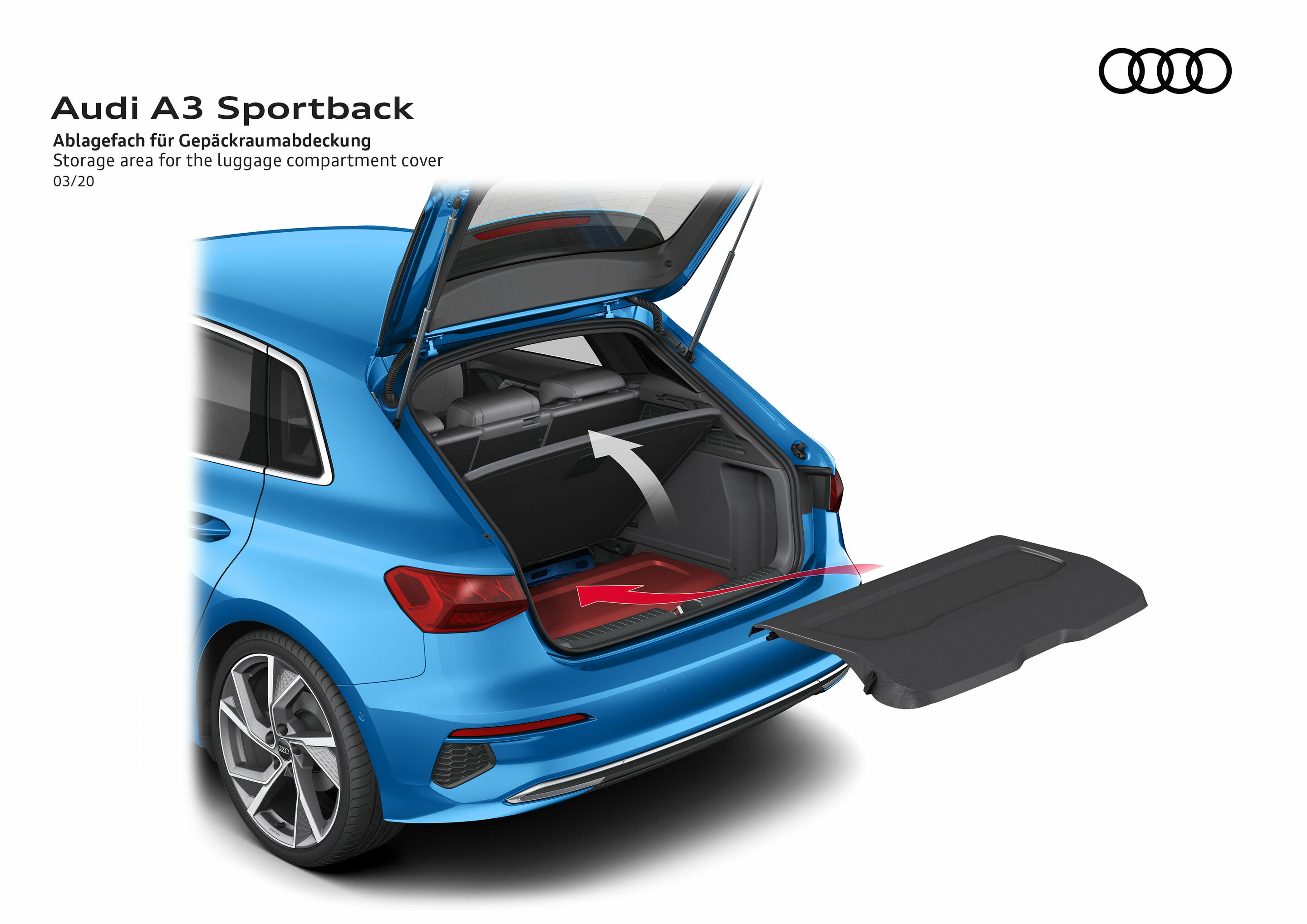 Illustration - Audi A3 Sportback - Ablagefach für Gepäckraumabdeckung