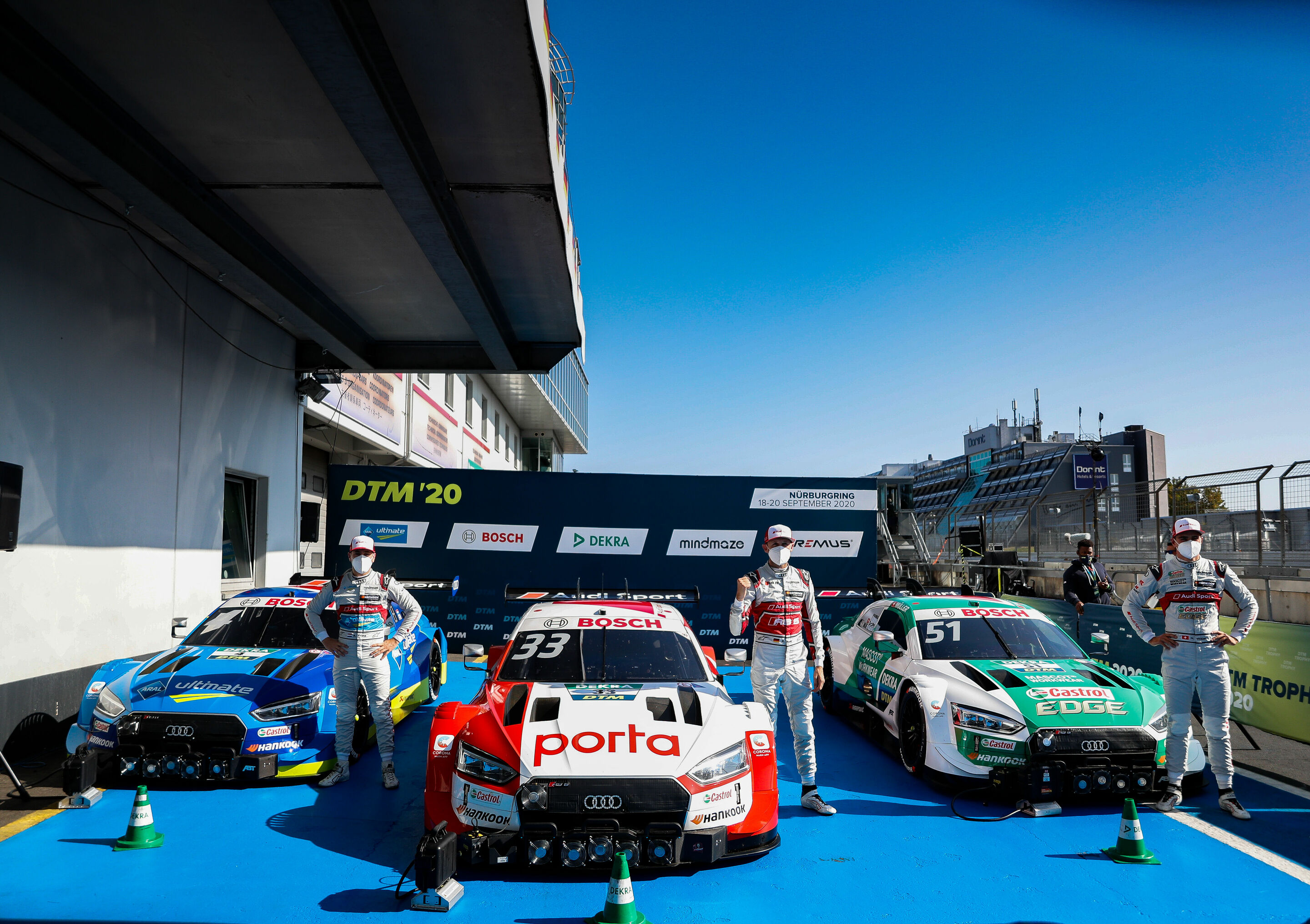 DTM 2020, Nürburgring Sprint - Robin Frijns, René Rast, Nico Müller