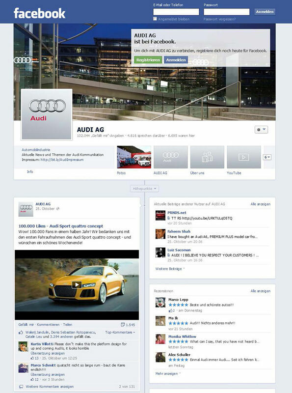 Audi Kommunikation punktet im Social Web - Die Facebook-Seite der Audi Kommunikation