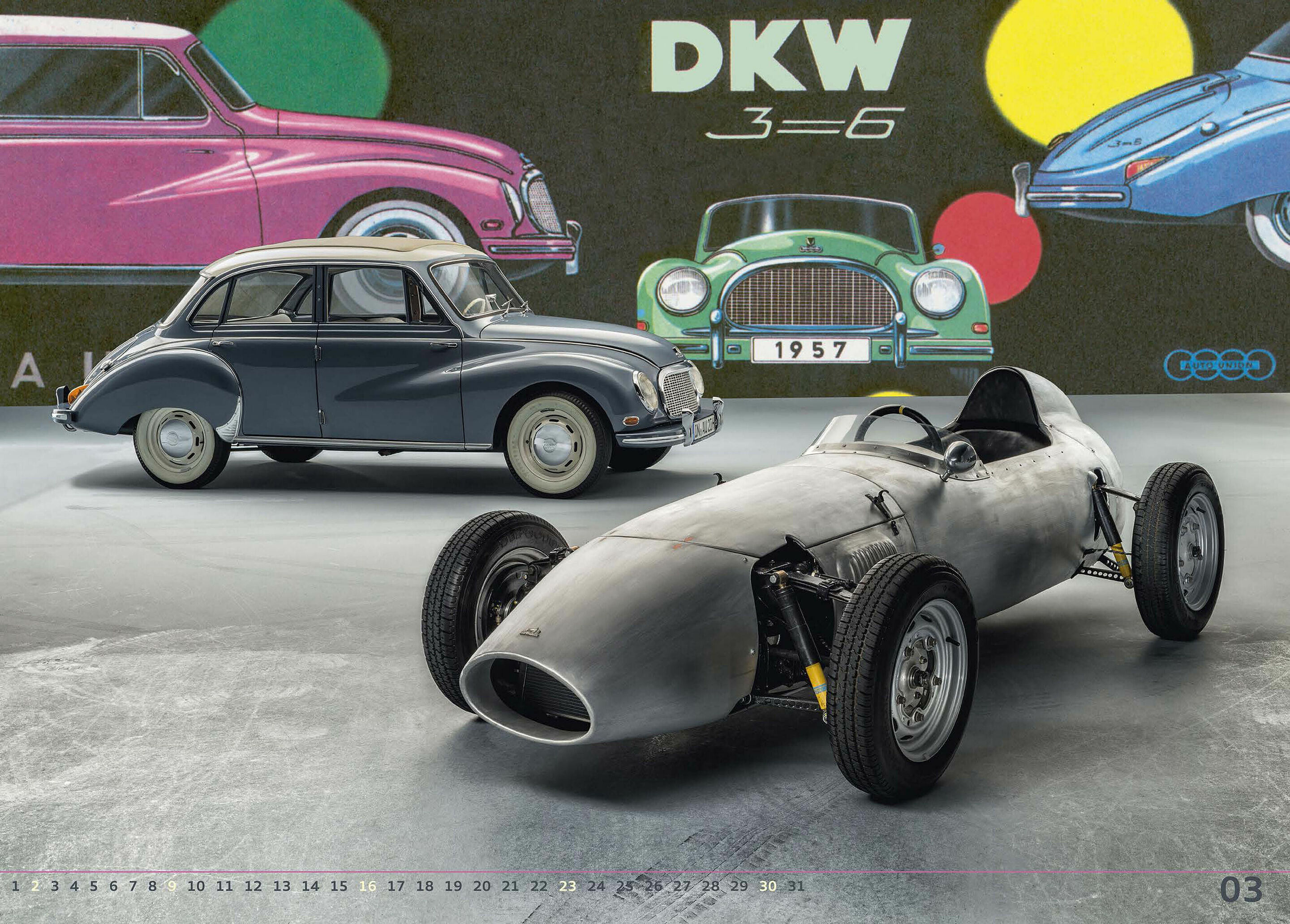 „RennSerie“ – Audi Tradition Kalender 2014 - Zwischen 1958 und 1964 fanden die Formel-Junior-Rennen statt. Der erfolgreiche DKW-Rennwagen basierte auf der Technik des Serien-DKW 3=6.