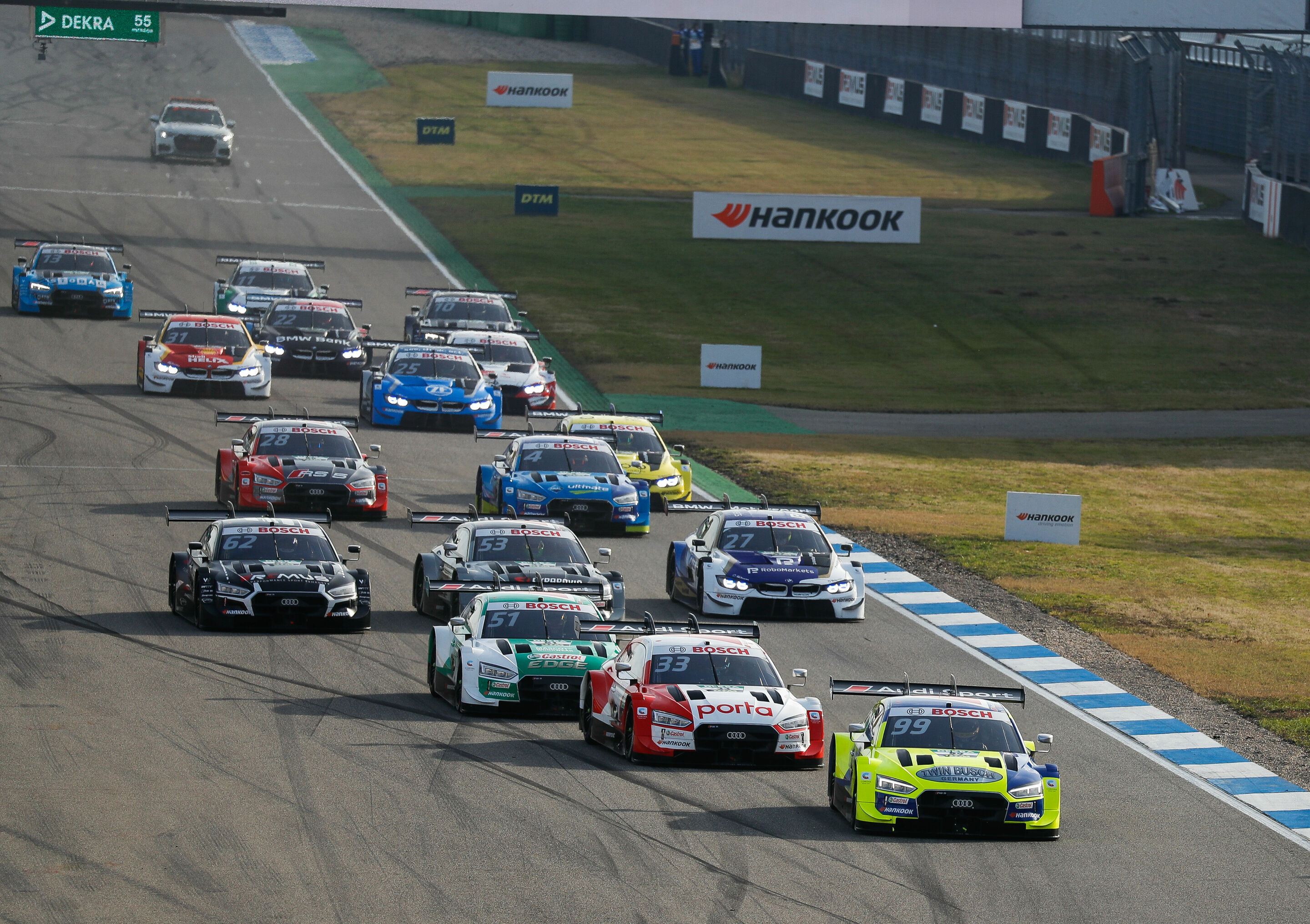 DTM 2020, Finale Hockenheim - Twin Busch Audi RS 5 DTM #99 (Audi Sport Team Phoenix), Mike Rockenfeller; Audi Sport RS 5 DTM #33 (Audi Sport Team Rosberg), René Rast; Castrol EDGE Audi RS 5 DTM #51 (Audi Sport Team Abt Sportsline), Nico Müller