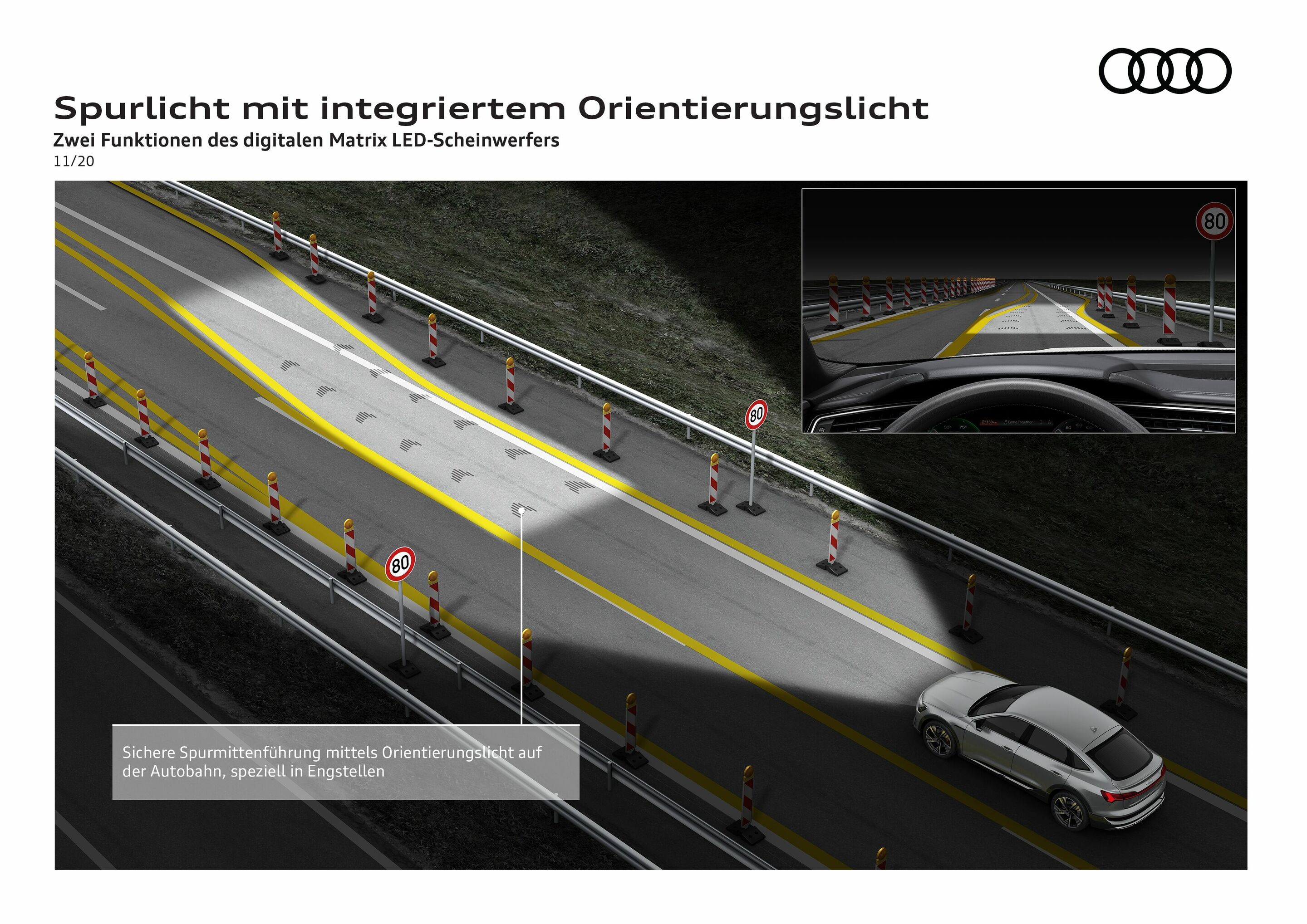 Spurlicht mit integriertem Orientierungslicht - Zwei Funktionen des digitalen Matrix LED-Scheinwerfers