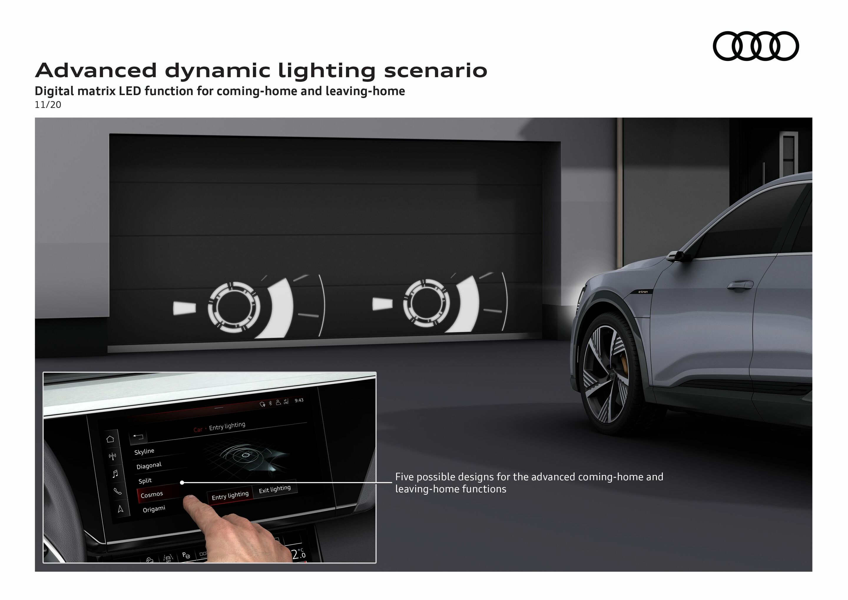 Advanced dynamic lighting scenario - Digital matrix LED function for coming-home and leaving home