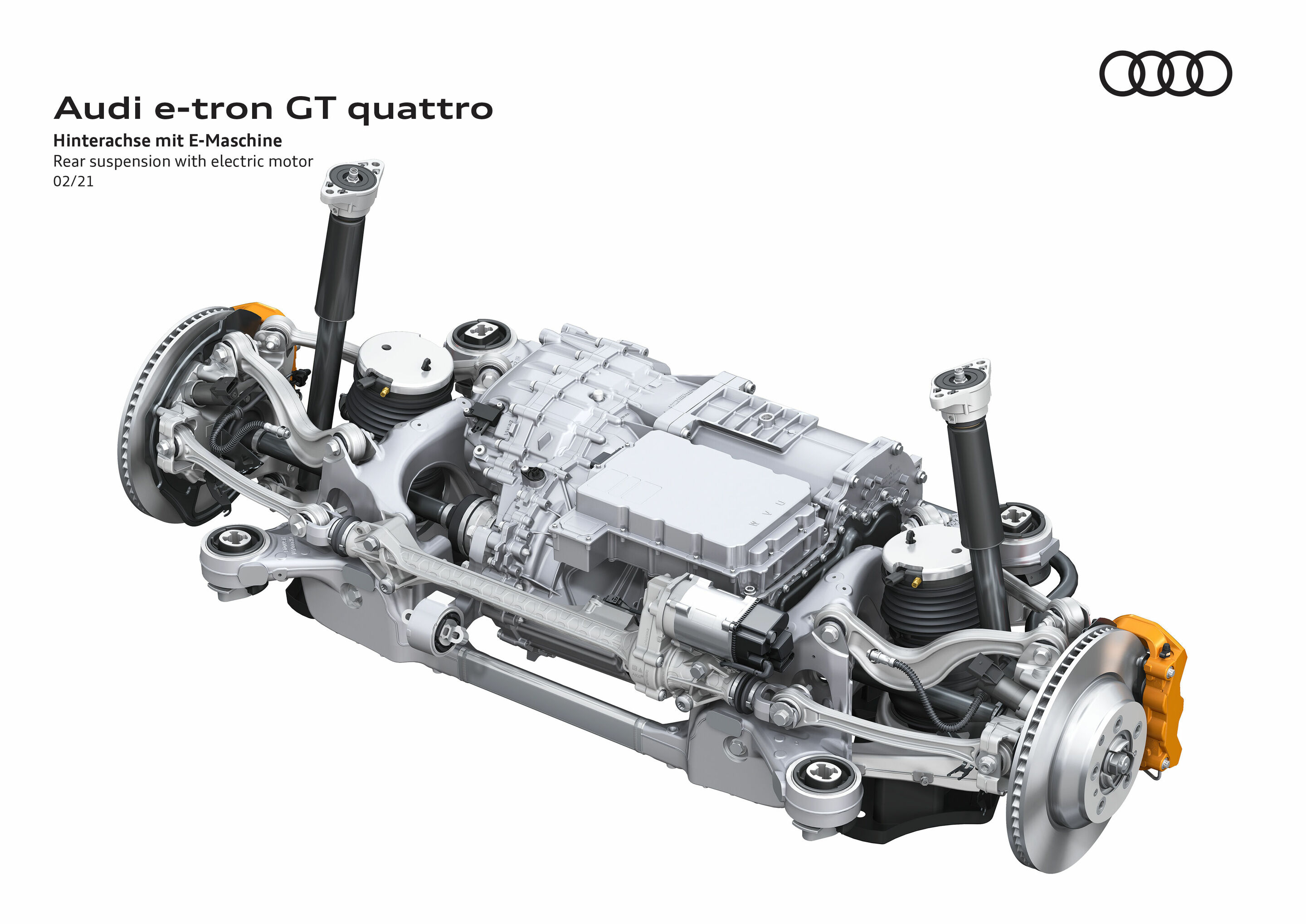 Illustration - Audi e-tron GT quattro - Rear suspension with electric motor