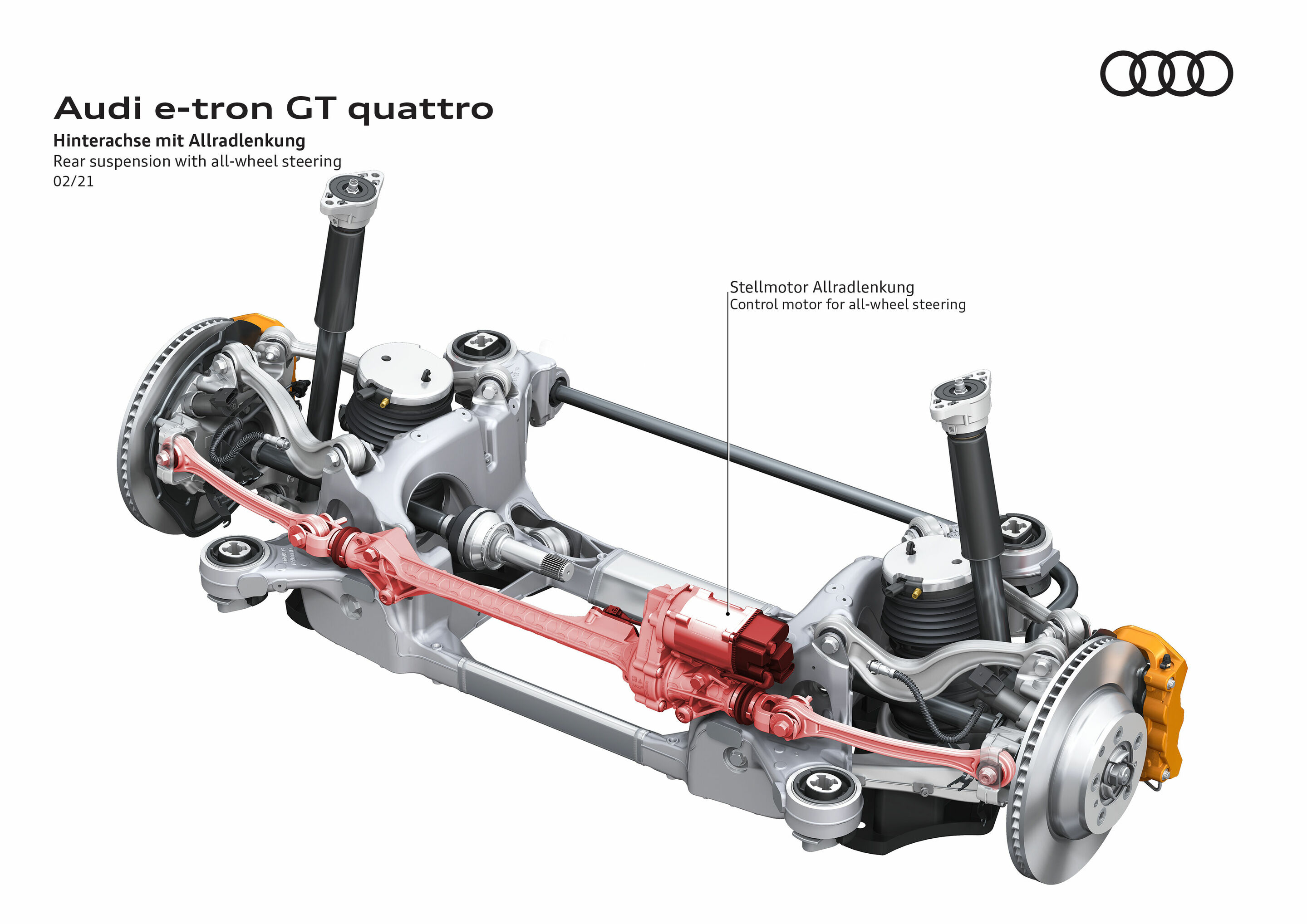 Illustration - Audi e-tron GT quattro - Rear suspension with all-wheel steering