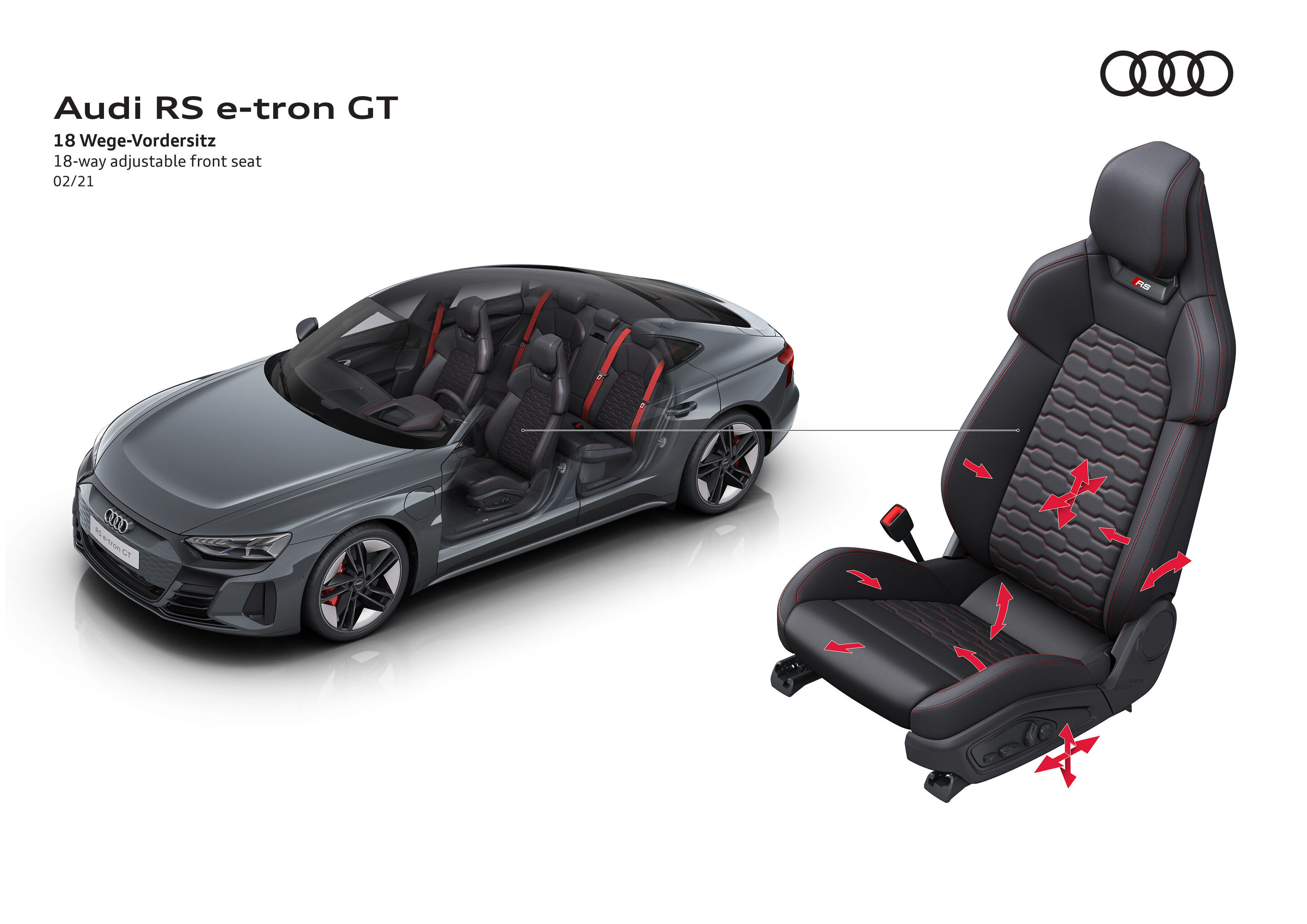 Illustration - Audi RS e-tron GT - 18-way adjustable front seat