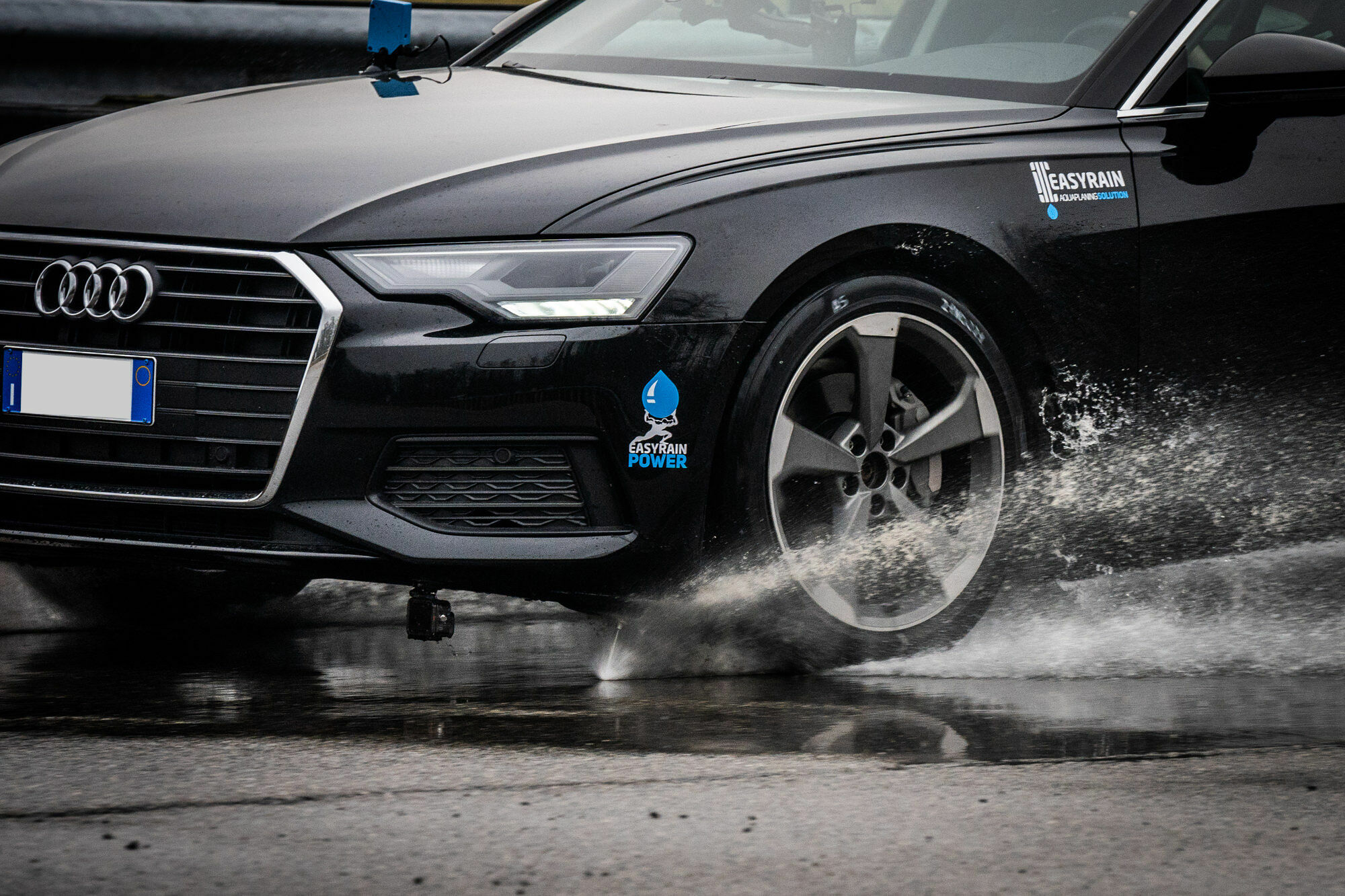 Italdesign Giugiaro S.p.A. - Italdesign, together with the Italian start-up Easyrain and Bosch Italia, tested their new anti-aquaplaning system on a series production car. An Audi A6 was equipped with a prototype of the AIS system, which performed perfectly...