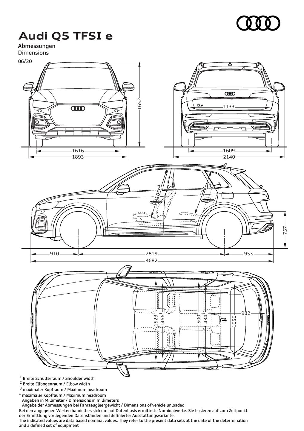 Abmessungen Q5 TFSI e