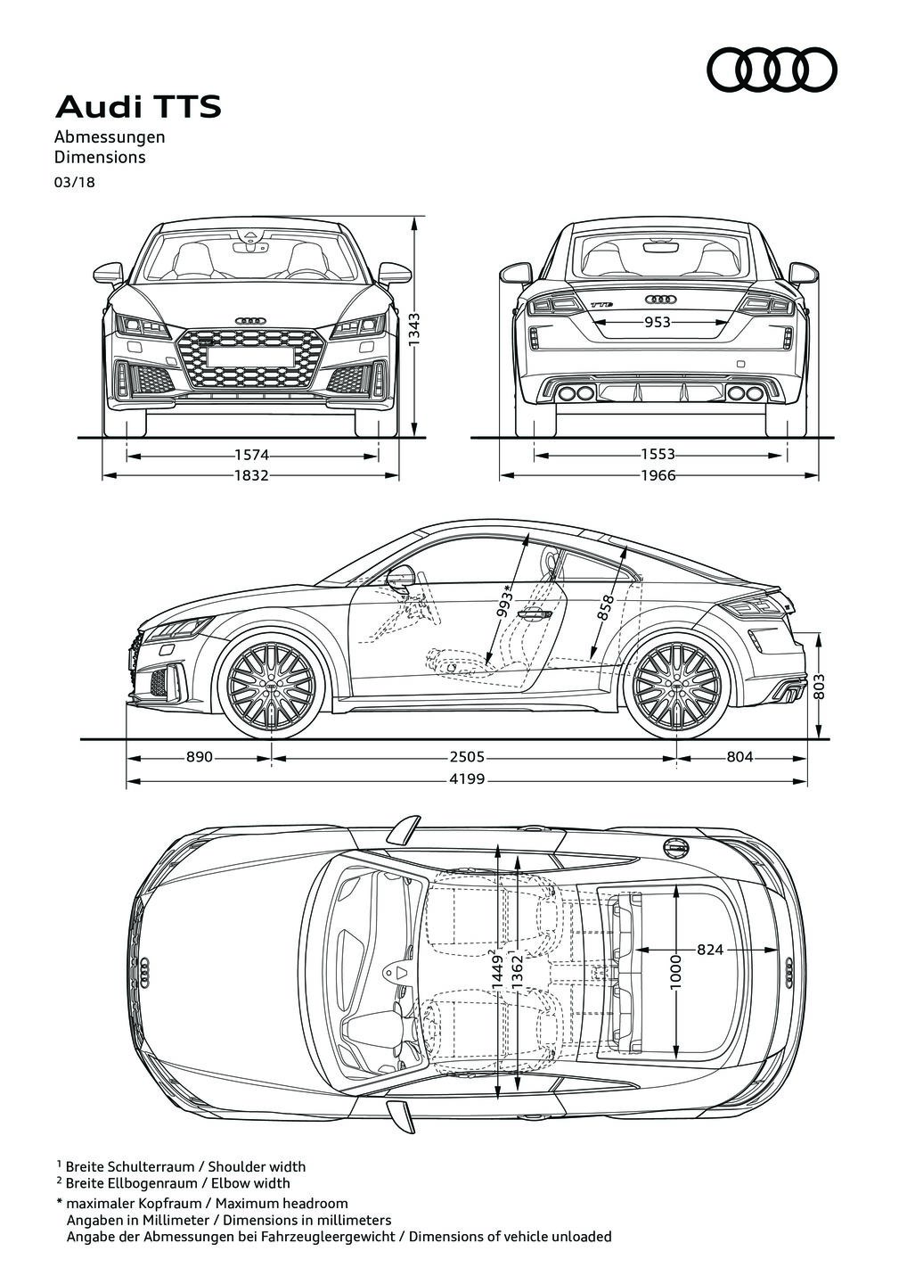 Abmessungen TTS Coupé