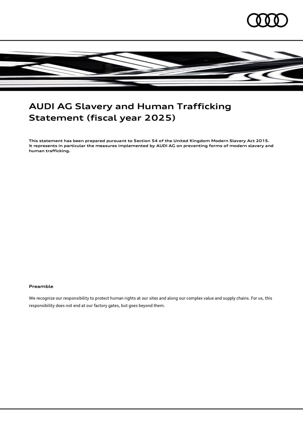 AUDI AG Slavery and Human Trafficking Statement (fiscal year 2025)