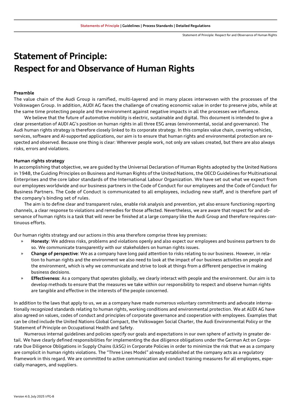 Statement of Principle on Human Rights