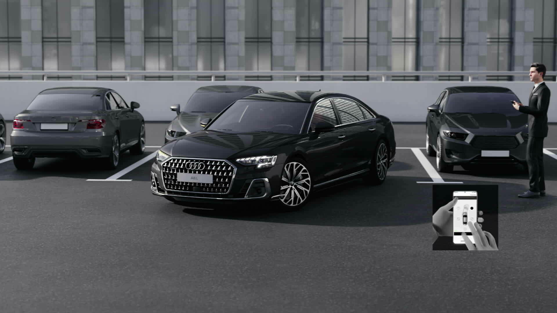 Audi A8 L – Remote Parkassistent plus – Animation