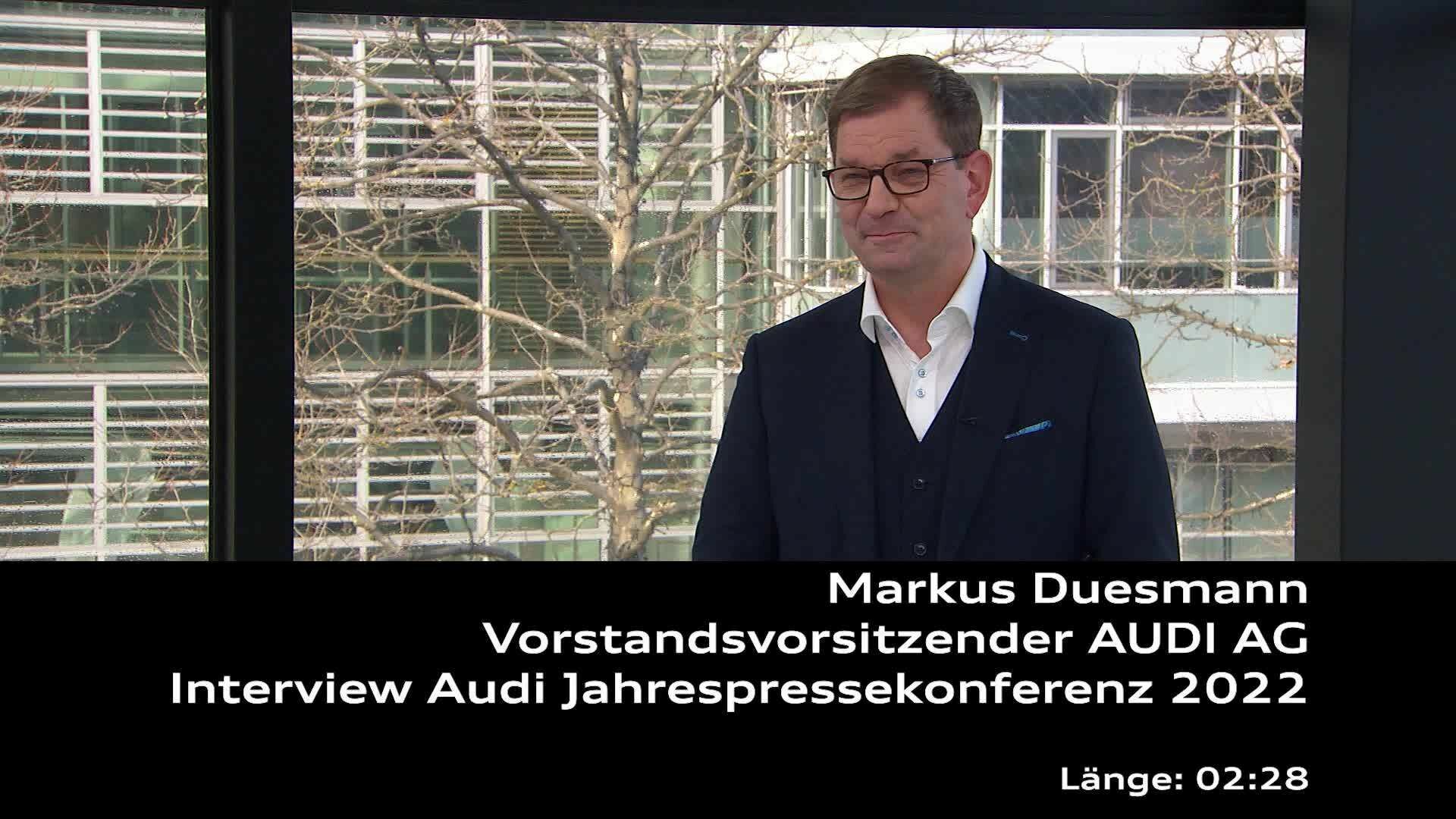Interview mit Markus Duesmann im Rahmen der Audi Jahrespressekonferenz 2022 – Footage