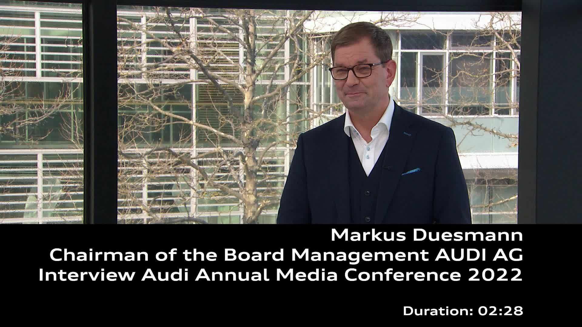 Interview with Markus Duesmann at the Audi Annual Media Conference 2022 – Footage