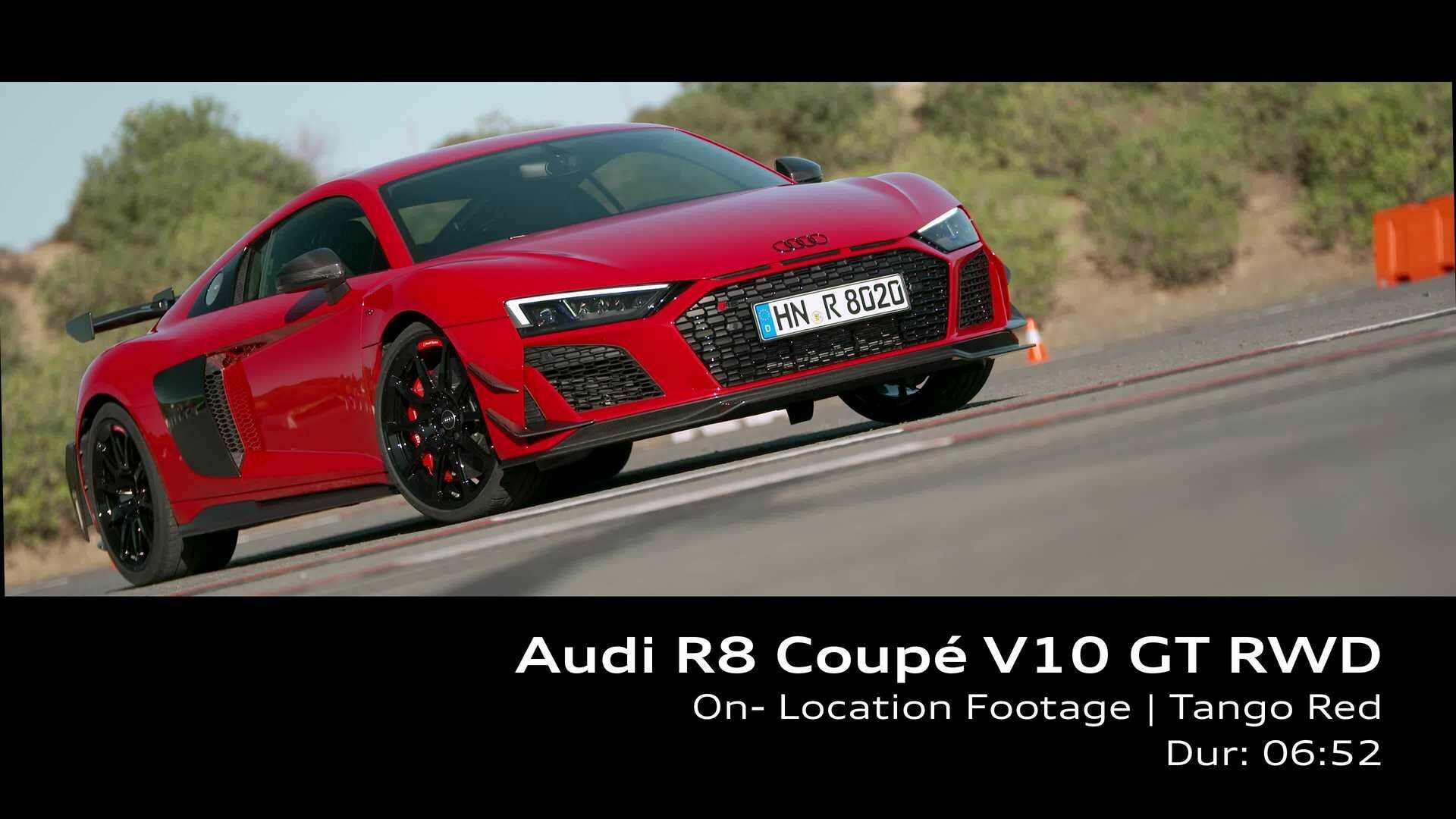 Audi R8 Coupé V10 GT RWD Tango Red – Footage (on location)