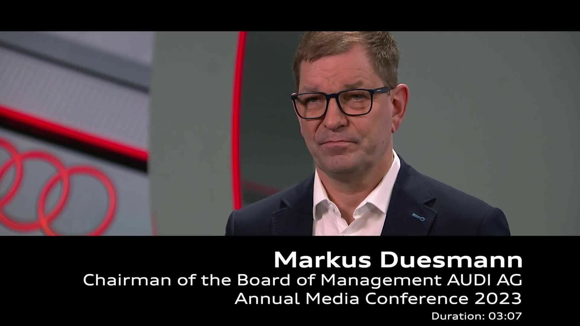 Statement from Markus Duesmann at the Audi Annual Media Conference 2023 – Footage