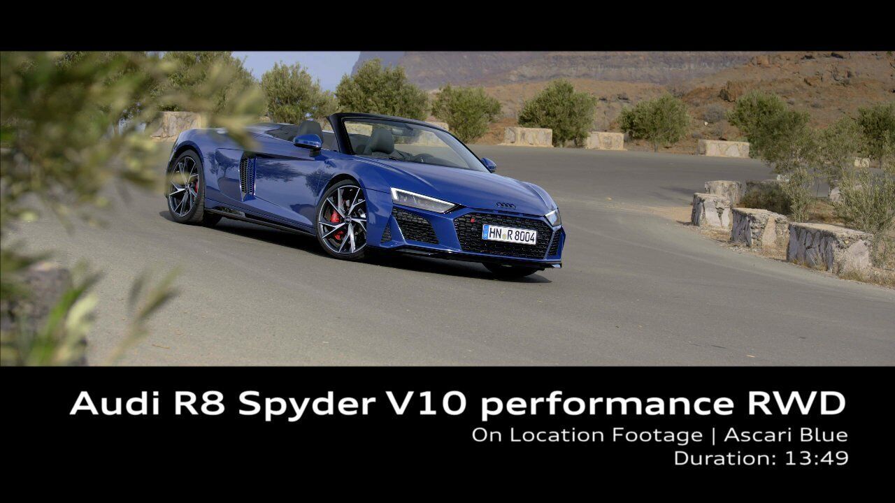Audi R8 Spyder performance RWD Ascariblau – Footage (On-Location)